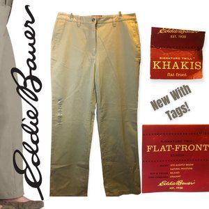 🎯 Eddie Bauer Signature Twill Flat Front Khakis - straight leg, relaxed NWT